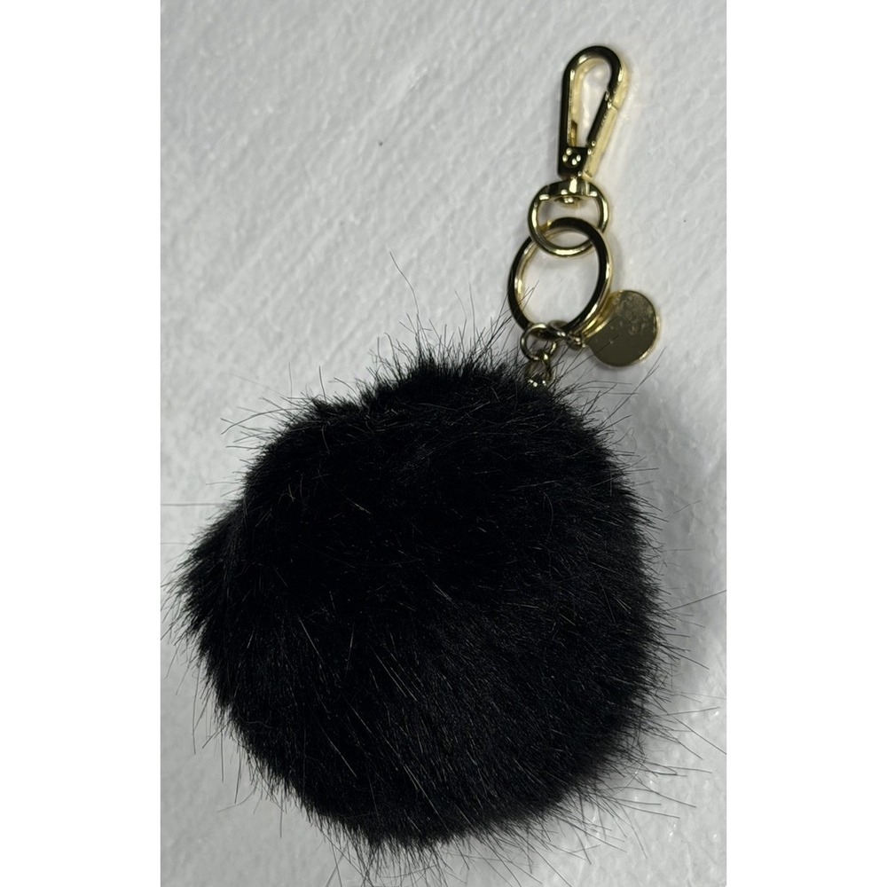 Black Faux Fur Pom Pom Key Chain